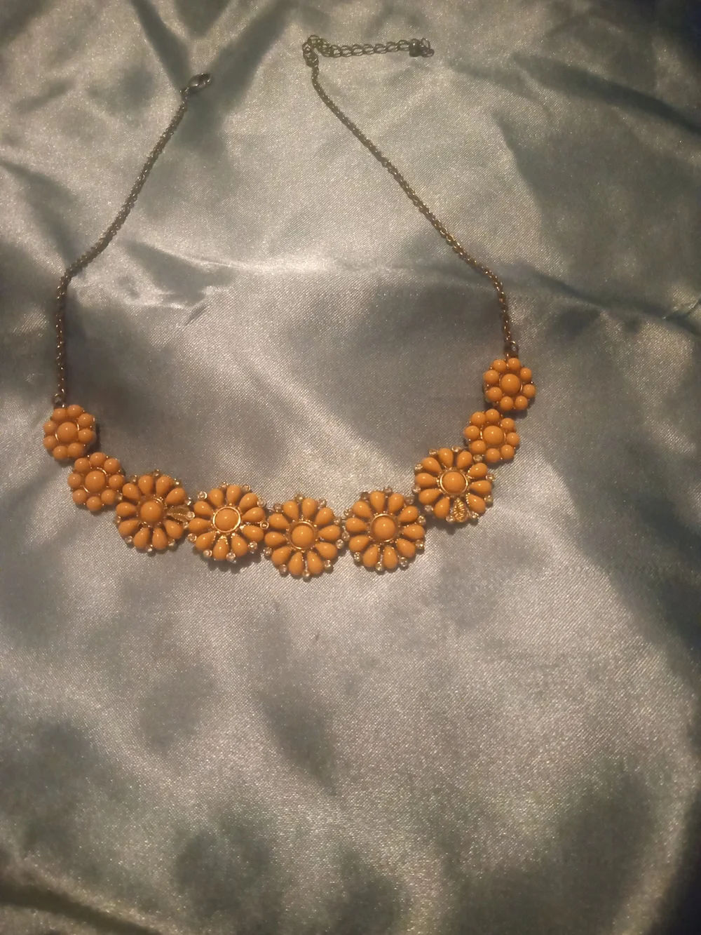 Daisy Cluster Statement Necklace - Peachy Orange